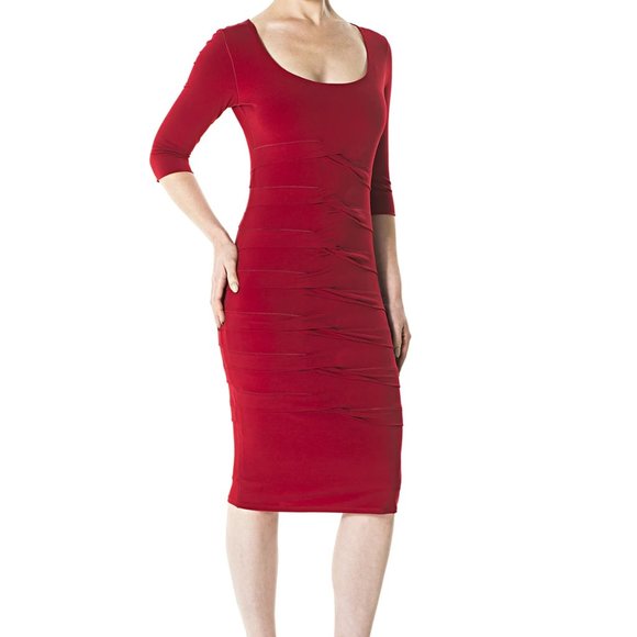 Eva Varro Ruched Stretched Bodycon Red Dress Size Small - Picture 1 of 13